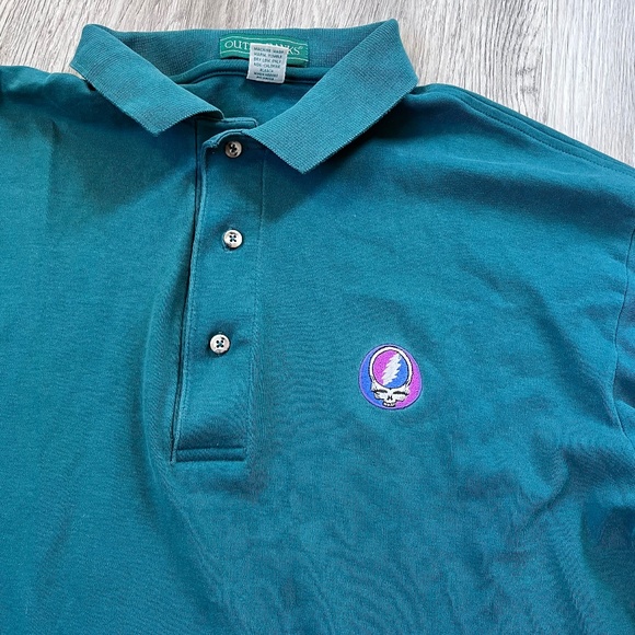 Grateful Dead Polo Shirt Men's Large Vintage Outer Banks Embroidered 90s - Picture 4 of 13